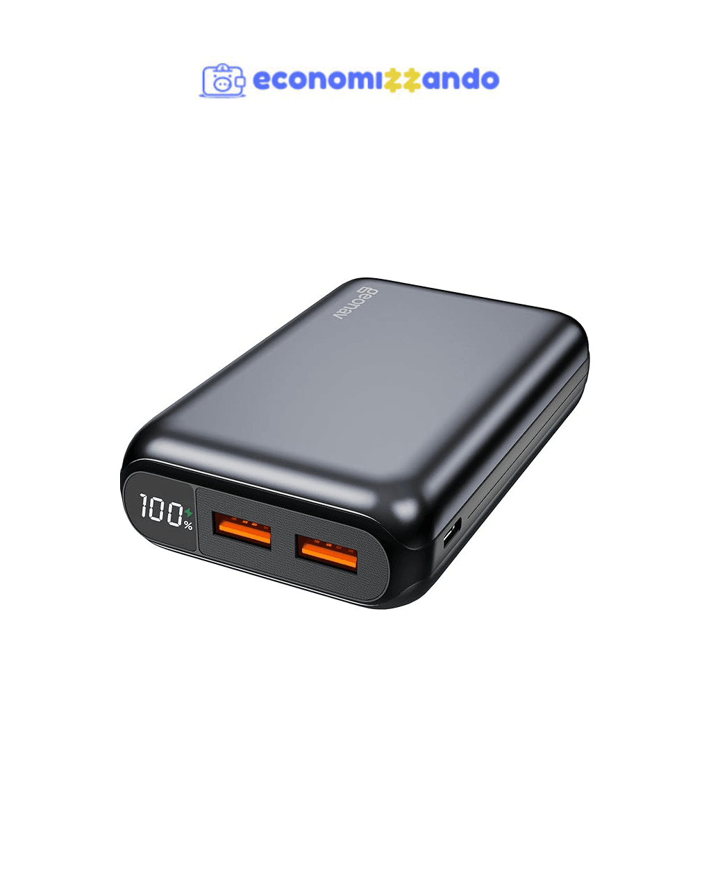 Geonav Power Bank, Carregador Portátil Universal 20.000mAh, USB-A (até 18W)   USB-C (até 20W), Compacto, Carregamento Rápido, Pass Through, Led Indicador de Bateria, PB20K20WSG, Cinza espacial
