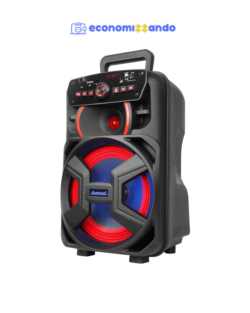 Amvox Caixa de Som Amplificada ACA 221 Gigante II - 220W RMS, Bluetooth, Rádio FM, USB, Preto