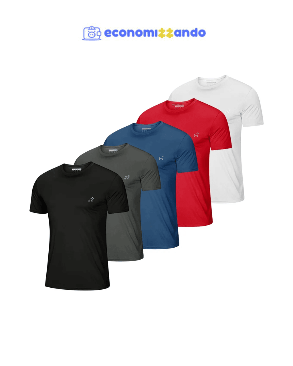 Kit 5 Camisetas Parvori Dry Fit Academia Esportes - Slim Fit
