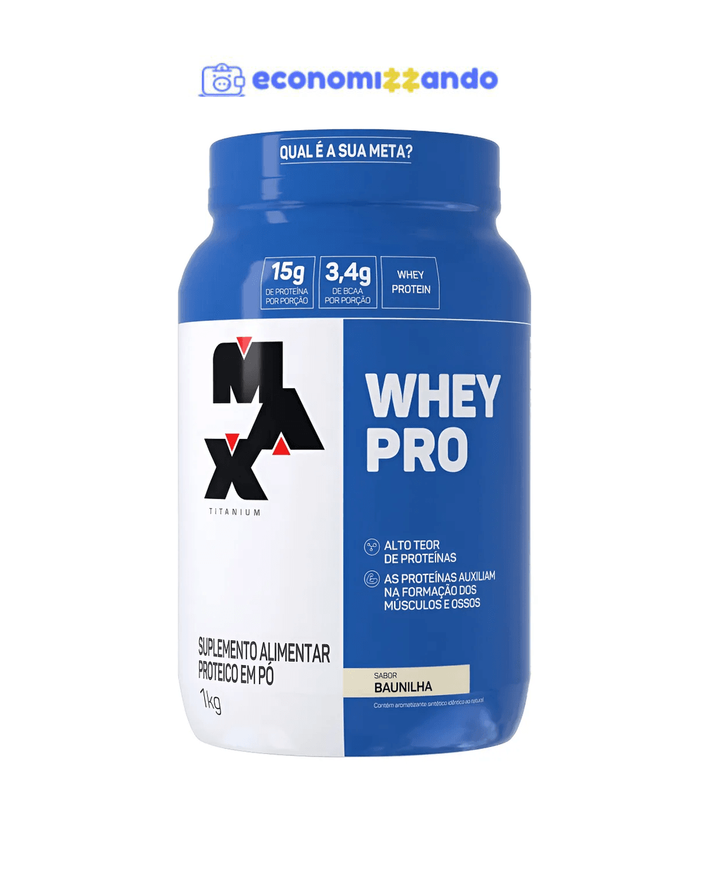 Whey Pro Baunilha Max Titanium Protein Pro Com Bcaa E Aminoácidos 1kg Sabor Baunilha