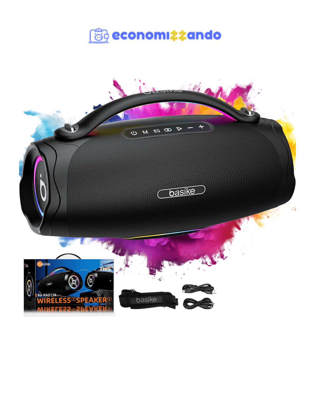 Caixa De Som 100w Portátil Bluetooth Ipx6 Tws Com Rgb, Caixa De Som Bluetooth Sem Fio Com Som Estéreo Hd 10000mah, Reprodução Viva-voz, Subwoofer Com Porta Aux/tf/usb/microfone De 3,5 Mm