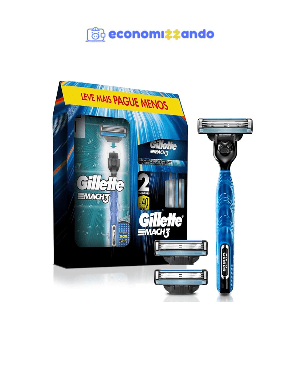 Kit Gillette Mach3 Aparelho de Barbear 1 Ud   Cargas 3 Uds