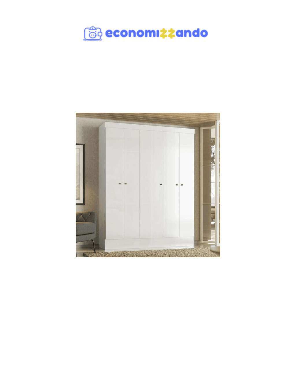 Guarda-Roupa Demóbile Ártico com 5 Portas e 135cm de Largura - Branco