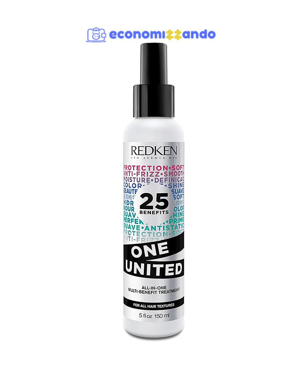 Redken One United, Leave-in Multibenefícios, Fórmula Livre de Sulfatos e Parabenos, Tratamento com Proteção Térmica até 230°C para Todos os Tipos de Cabelos