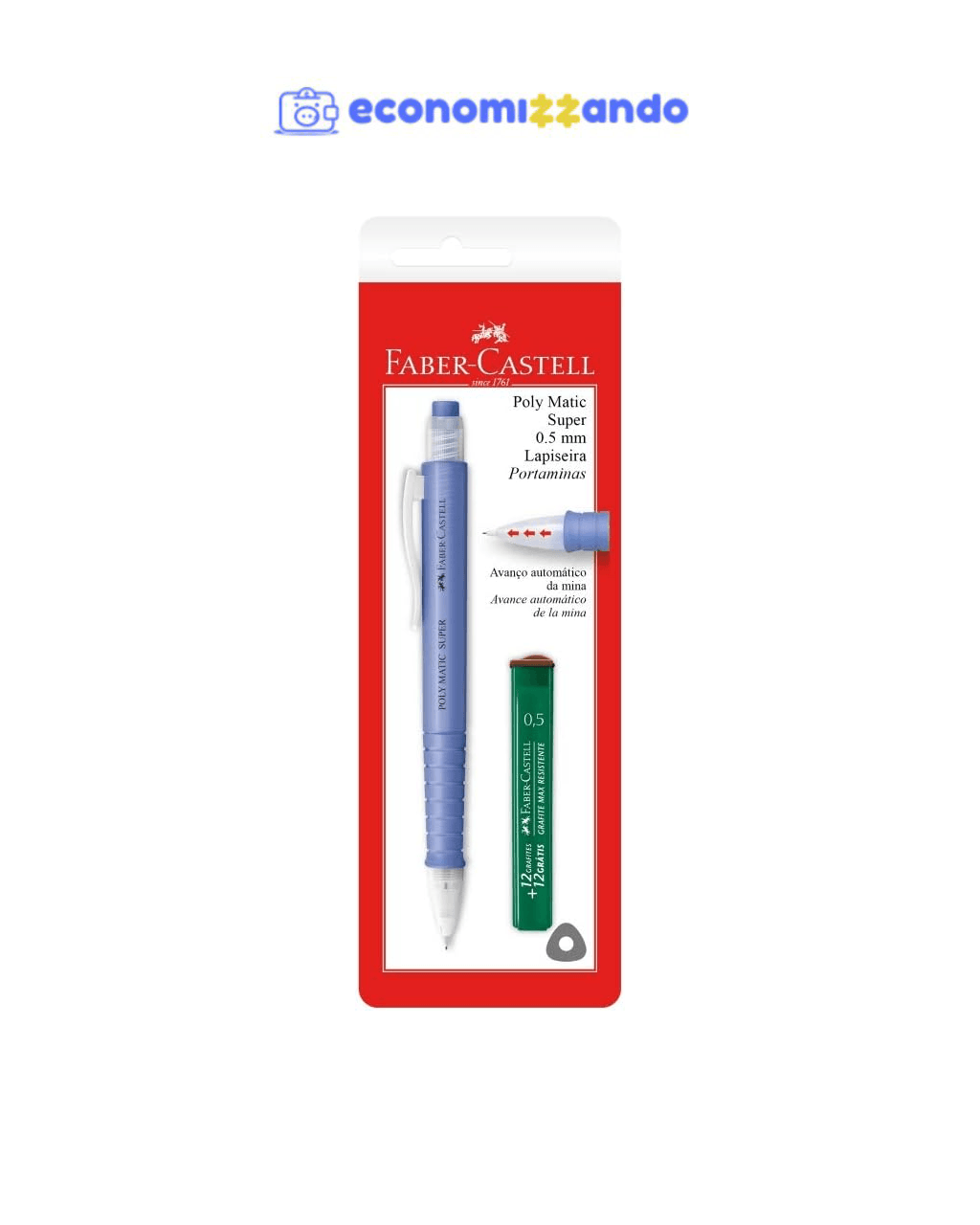 Lapiseira Poly Matic Super 0.5mm, Faber-Castell, SM05PMS, Multicor