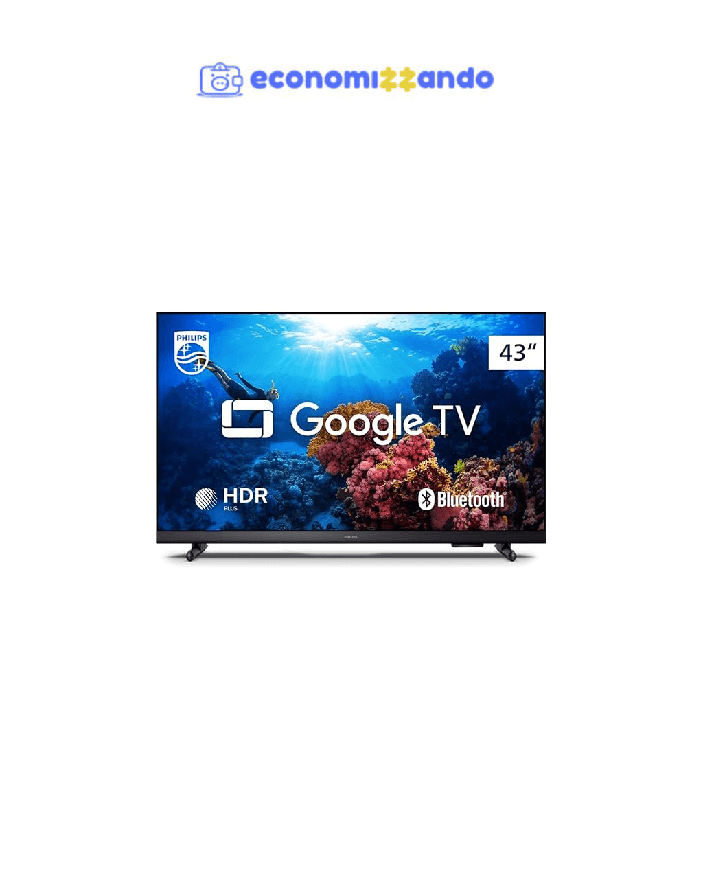Smart TV Philips 43" Full HD 43PFG6918/78, Google TV, Comando de Voz, HDR, 3 HDMI, Wifi 5G, Bluetooth