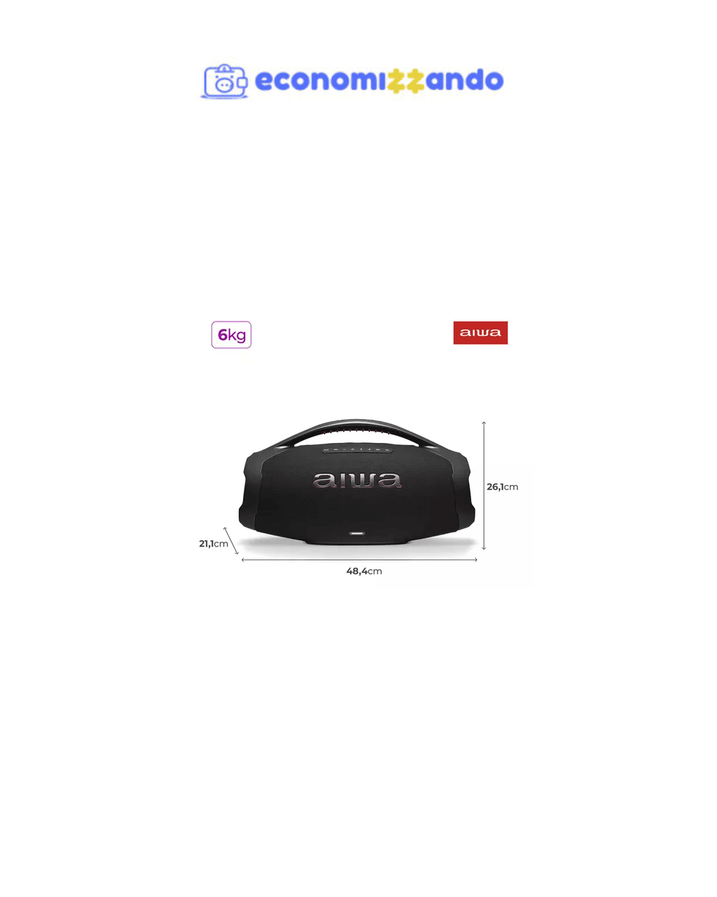 Caixa De Som Boombox Aiwa AWS-BBS-01B 200w IP66 30hs De Bateria Preto