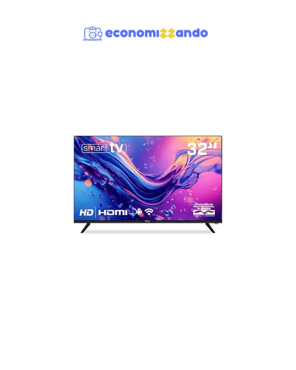 Smart TV HQ 32" HD tela sem bordas Androind 12 design slim HQS32NKHM