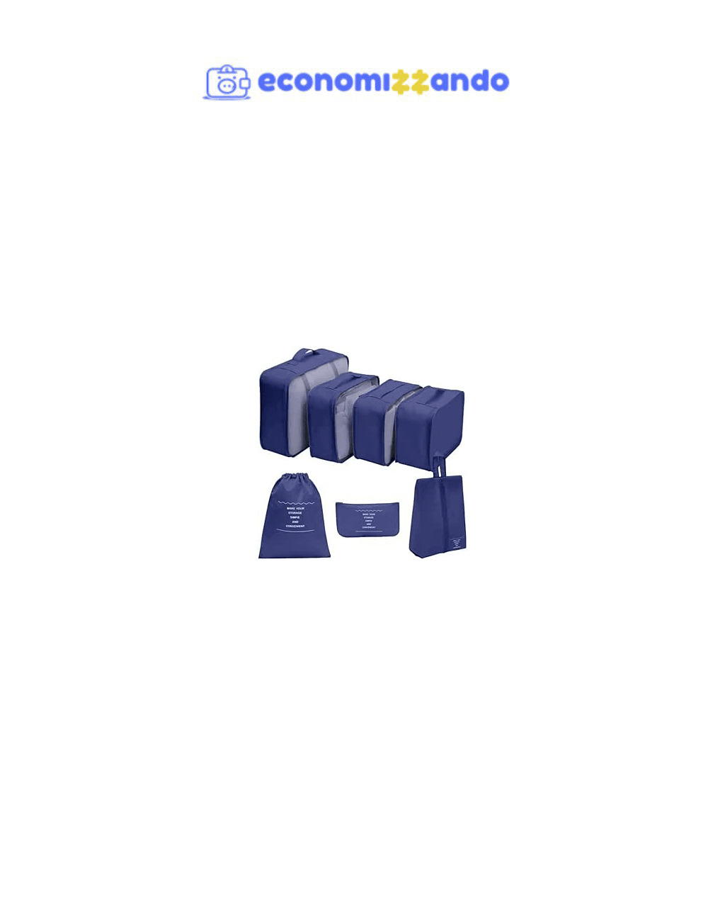 Kit Organizador de Malas para Viagem 7 Peças Conjunto Organizador Completo Bolsas Necessaire Sapatos Maquiagem Roupas Bagagem Organizada (Azul Marinho)