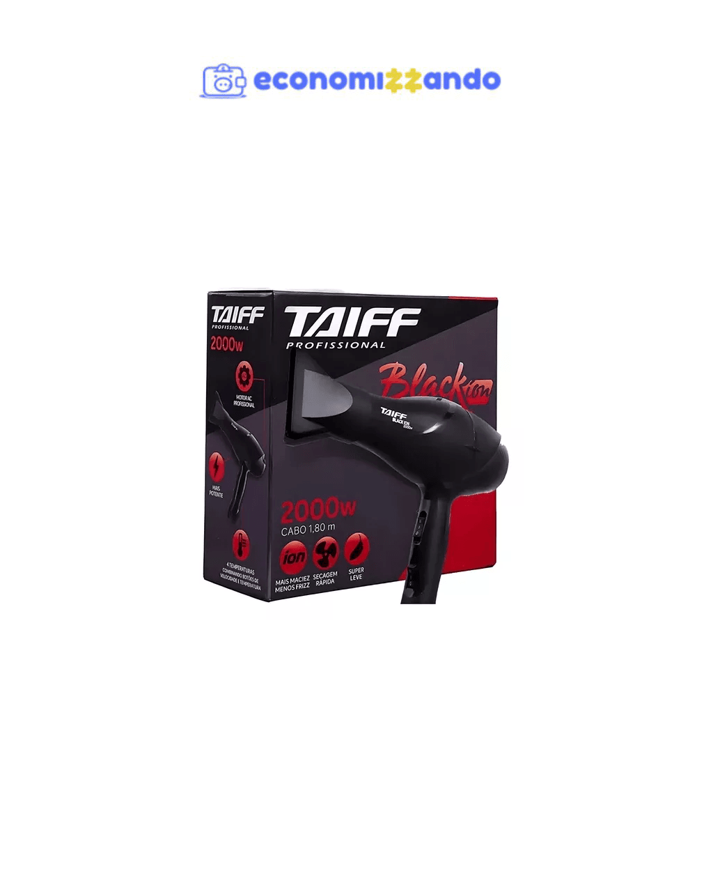 Taiff Black Ion Secador De Cabelo Profissional 2000w Cor Preto