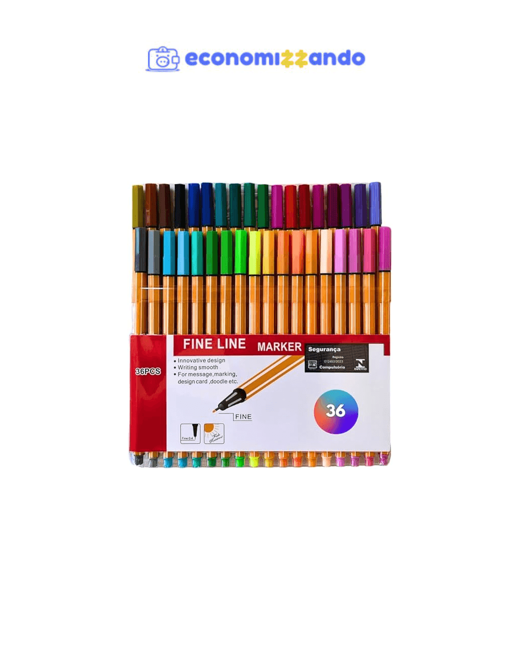 Kit Canetas Fineliner Coloridas Ponta Fina 0.4mm  (36)