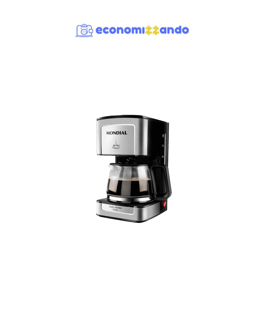 Cafeteira Elétrica Mondial Dolce Arome Vidro C-43-20X-SI 20 Xícaras 550W – Preto/Inox - 110V
