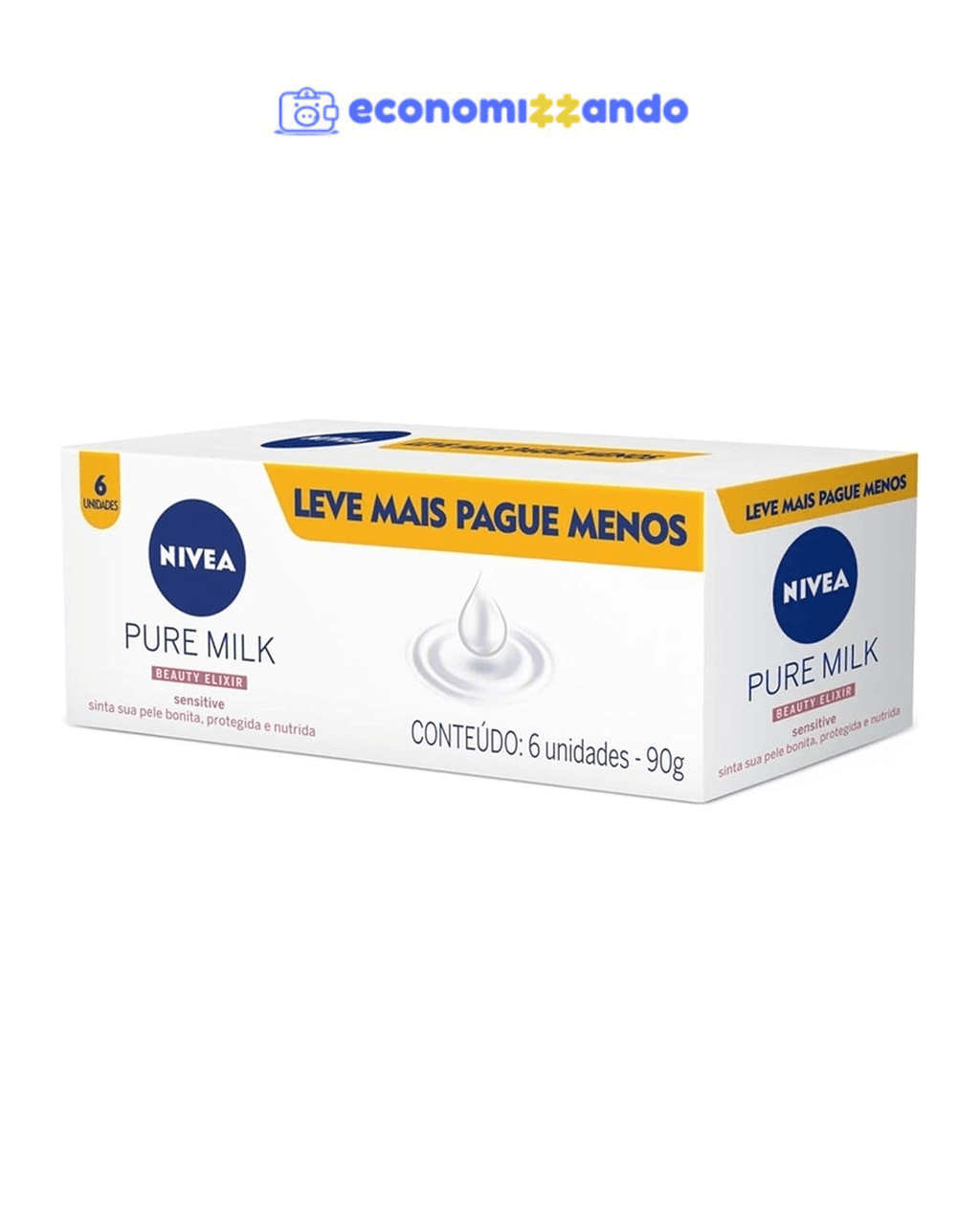 NIVEA Sabonete em Barra Pure Milk Sensitive Promo 6 un. 90g