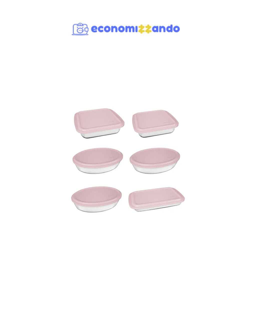 Conjunto Assadeiras 6 Peças com Tampa Cor Rosa - Marinex