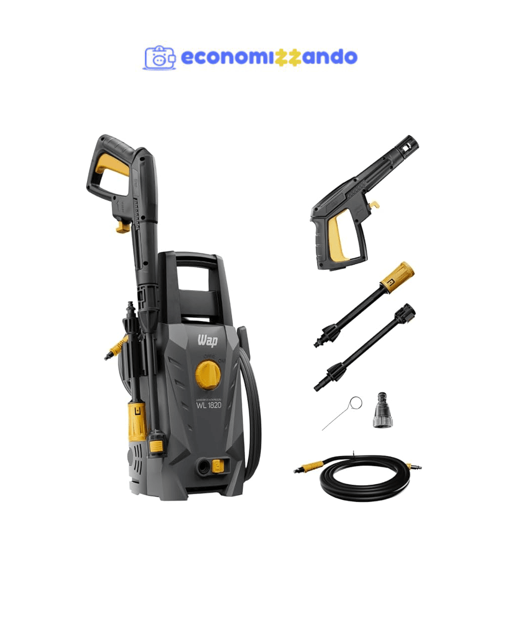 WAP Lavadora de Alta Pressão WL 1820 com Agulha Desobstruidora, 330L/h, Bico Ajustável, 1500psi 1400W 220V