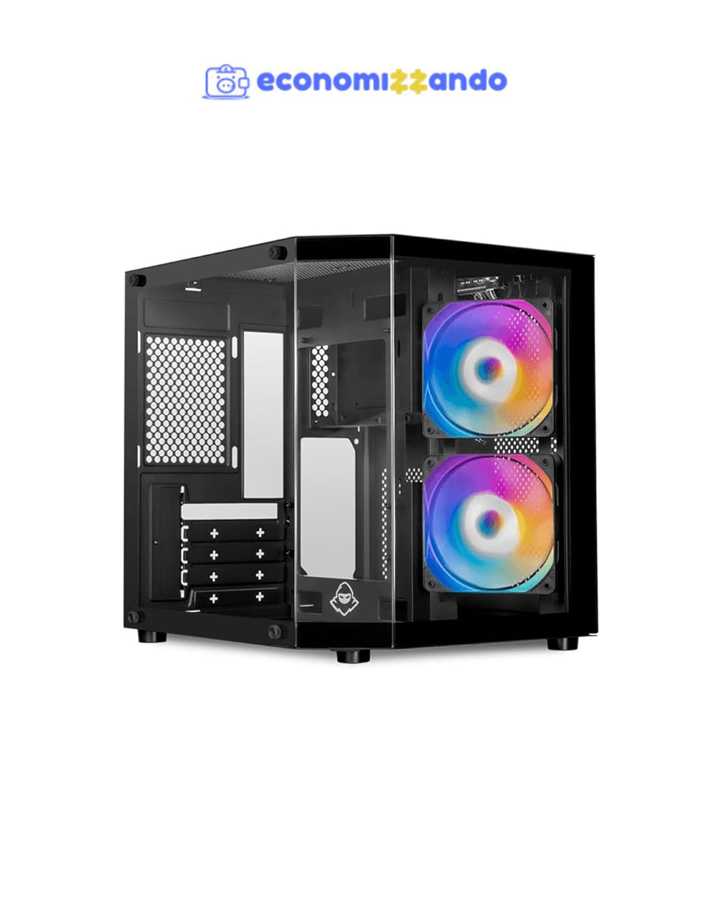 Gabinete Gamer Mancer CV700M | Mini Tower | Lateral de Vidro Temperado | 2 Ventoinhas de 120mm Inclusas | Suporta Placas M-ATX/ITX | Preto | MCR-CV700M-BK-2F