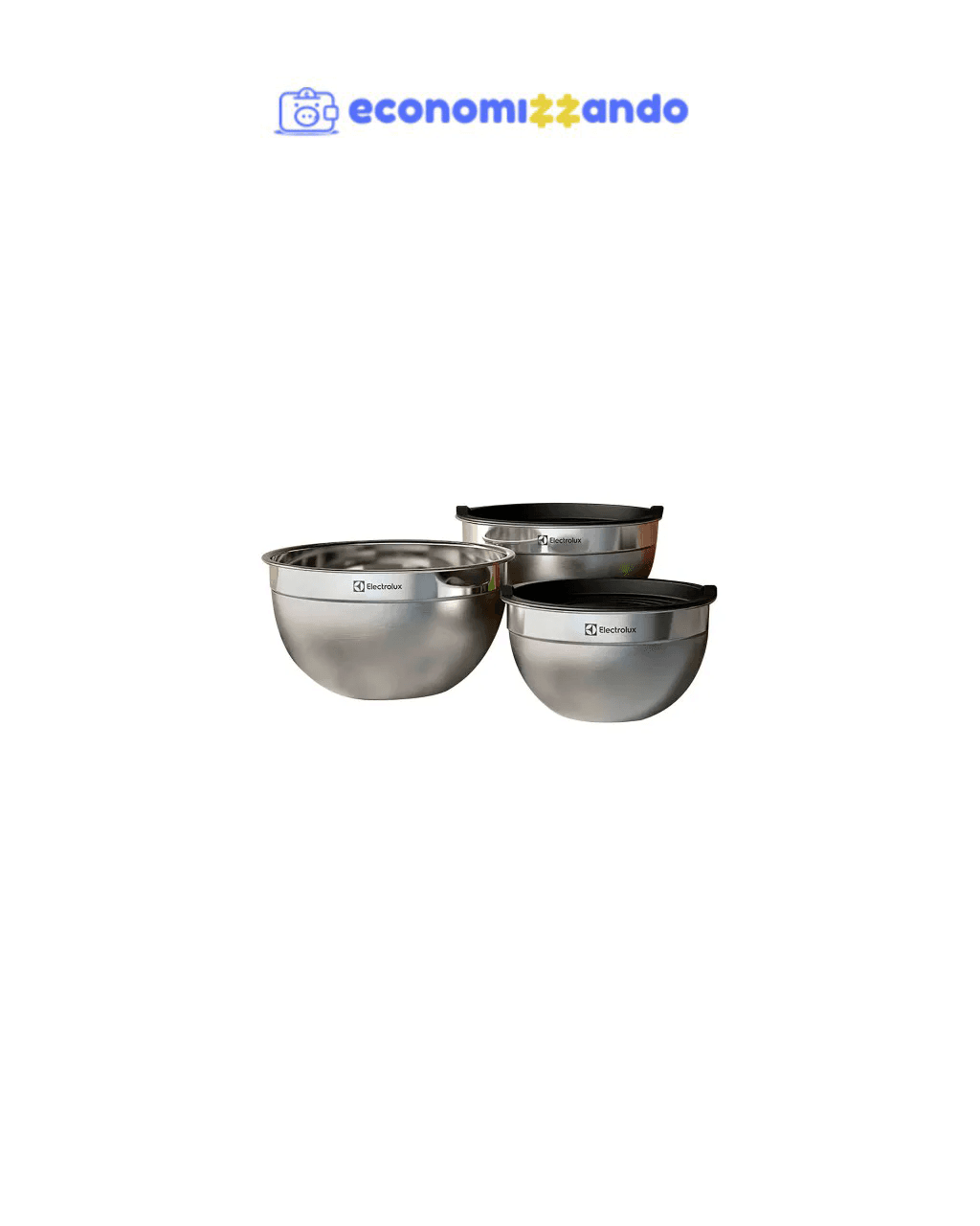 Conjunto De Bowls Inox Com Tampa Plástica Electrolux 3 Peças