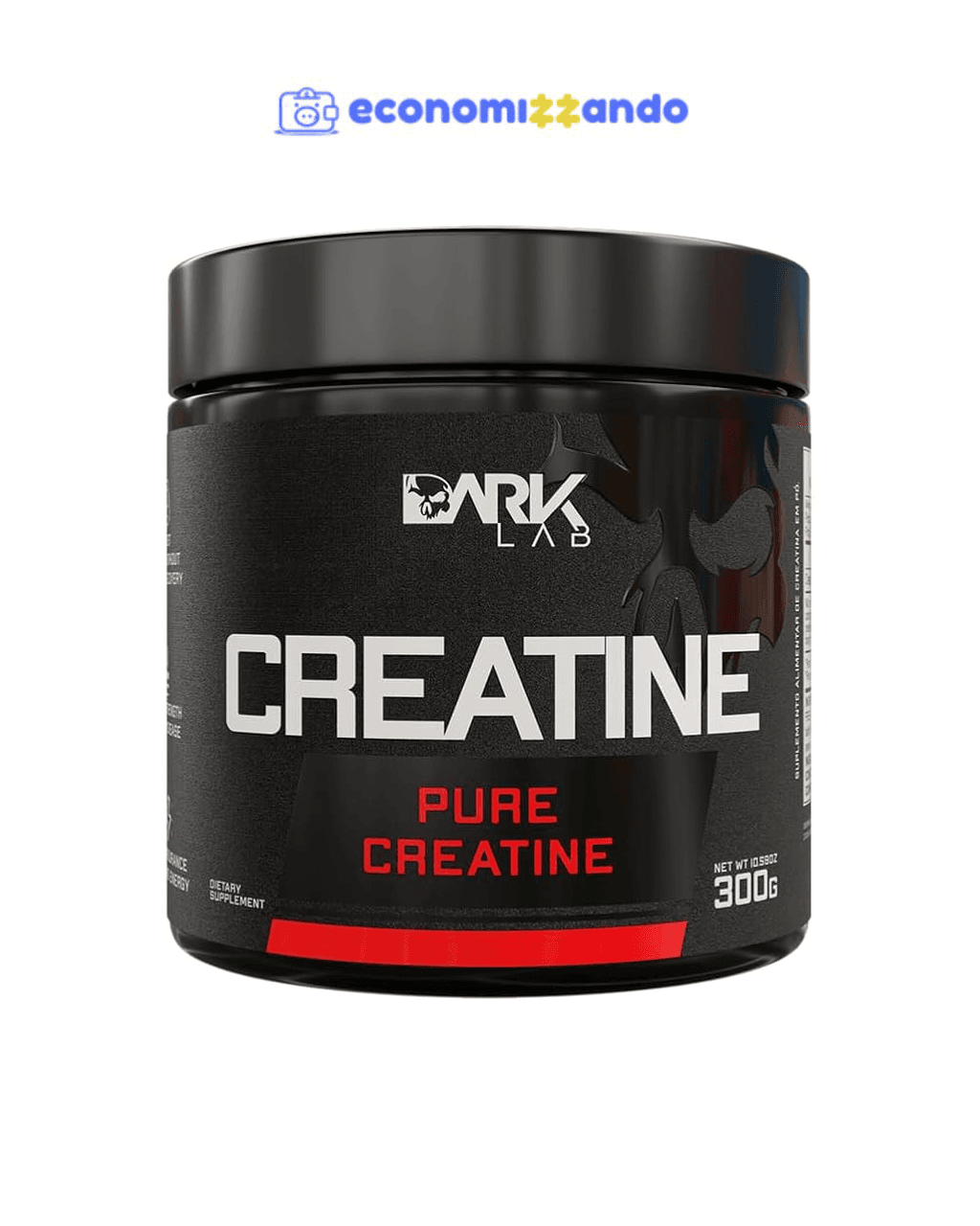 Creatina Pura Dark Lab 300g, Monohidratada 100% de Pureza, Para Atletas e Musculação, Absorção Rápida e Eficiente, Livre de Glúten, Sem Sabor