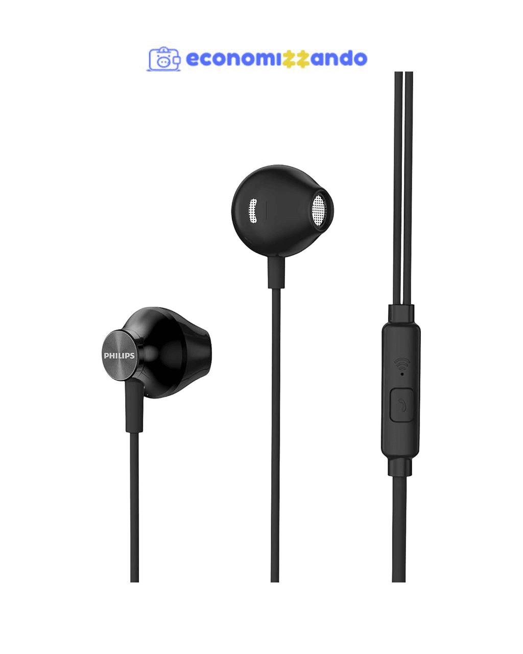 PHILIPS, Fone de Ouvido com Microfone, TAUE101BK/00, Com fio de 1,2 metros, intra-auricular, Preto