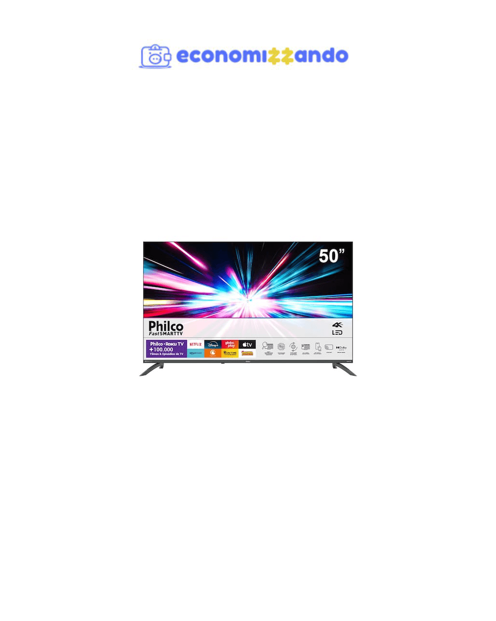 Smart TV Philco 50" 4K LED Ultra HD PTV50VA4REGB