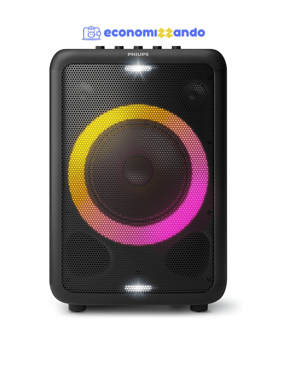 PHILIPS, Caixa de Som Bluetooth Party Speaker, com Luzes LED, TAX3208/78, USB, Auxiliar, Entradas Microfone/Guitarra, 14h de bateria