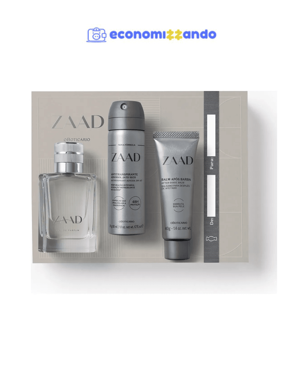 Kit Presente Zaad Masculino Boticário (3 Itens)