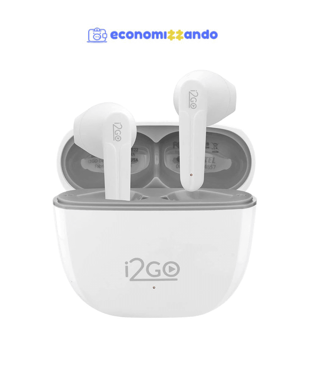 I2GO, Fone De Ouvido, TWS, Bluetooth, 20 Horas totais de Bateria, ENC, Air Sound Go 2.0, Branco, i2GO PRO