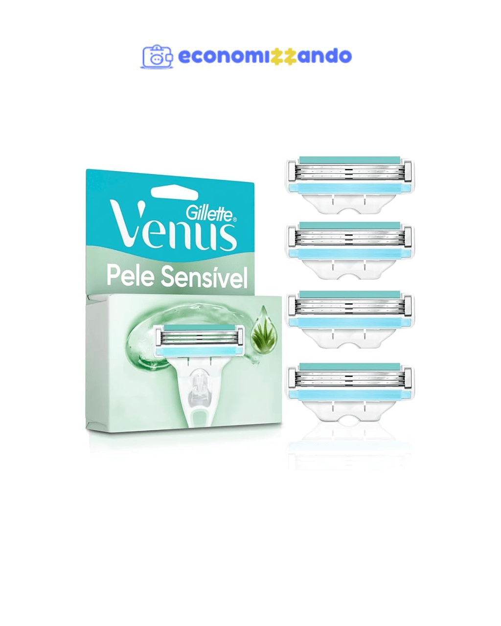 Gillette Venus Pele Sensível Carga para Aparelho de Depilar com Aloe Vera, 4 uds