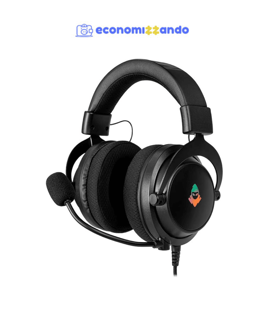 Headset Gamer Mancer Aura | Iluminação Rainbow | Drivers 50mm | Microfone Removível | Conexão USB e P2 3,5mm | Preto | MCR-AUR-RGB01