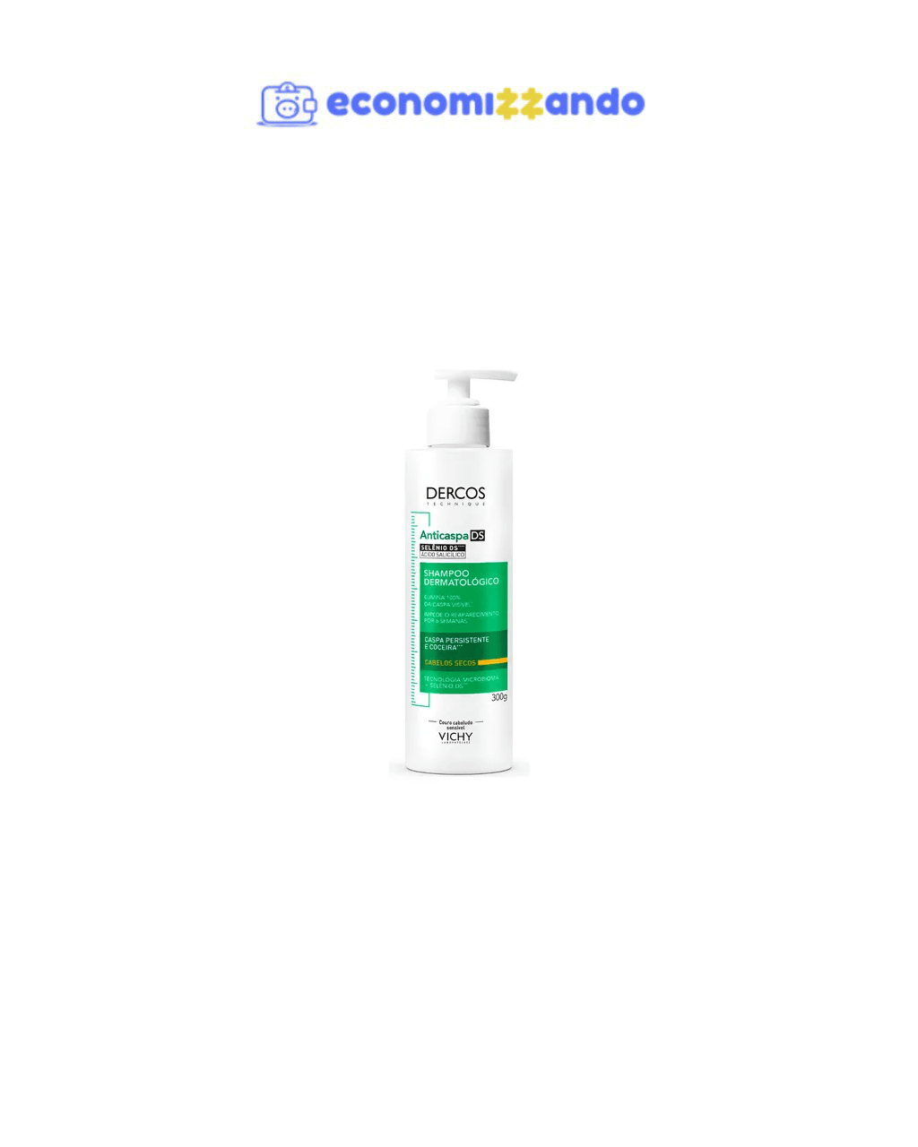 Shampoo de Tratamento Anticaspa para Cabelos Secos Dercos DS Vichy 300g
