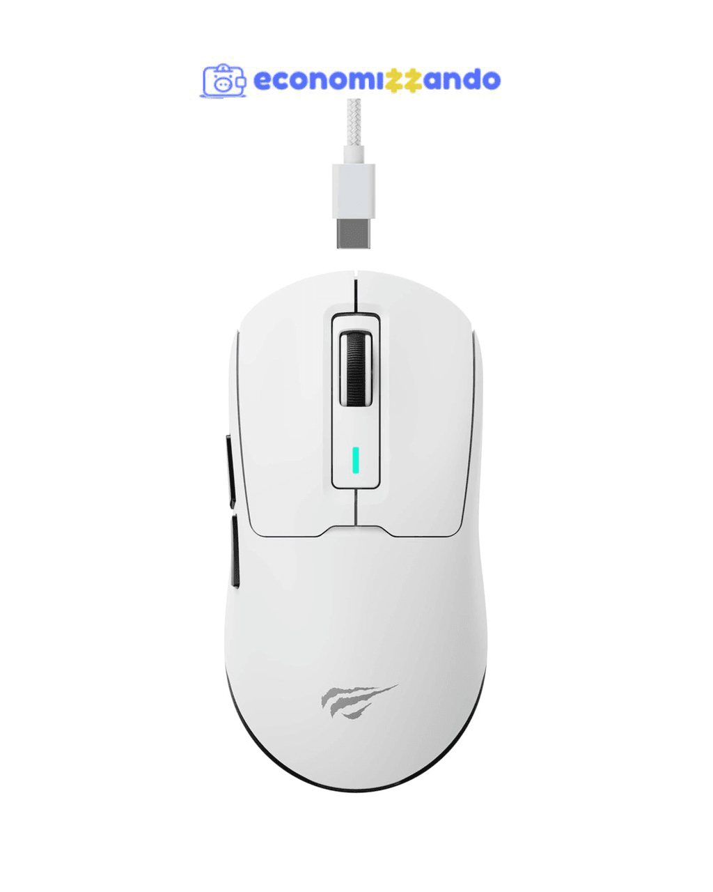 Havit Mouse Gamer Tri-Mode MS969SE White, Sem Fio e Com Fio, USB, Bluetooth, Wireless 2.4GHz, RGB, 6 Botões