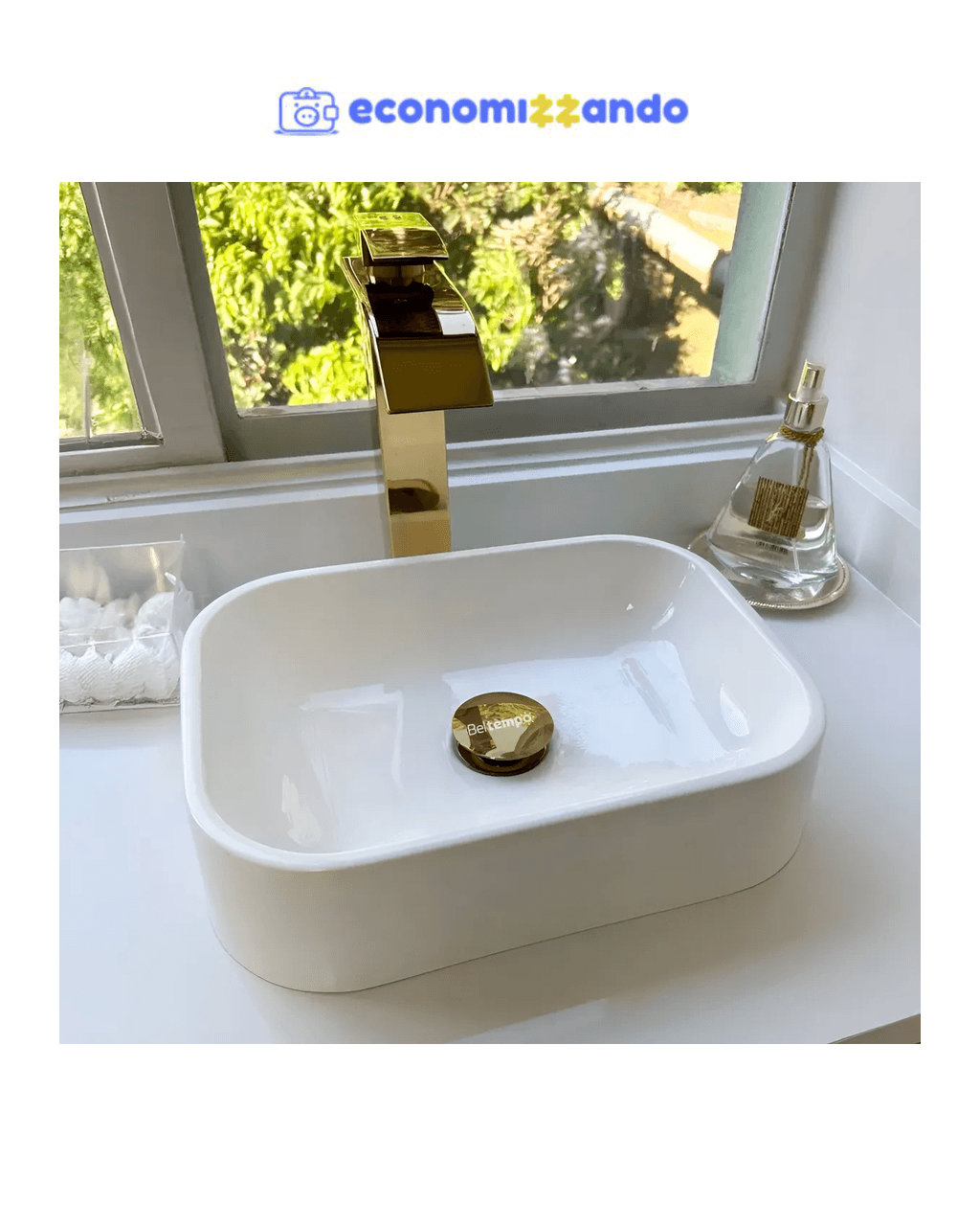 Cuba Pia De Apoio Retangular 36x27cm Para Banheiro Lavabo Beltempo BT-2010