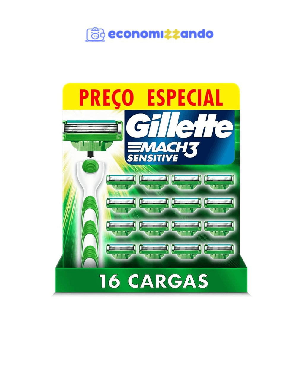 Carga para Aparelho de Barbear Gillette Mach3 Sensitive 16 unidades