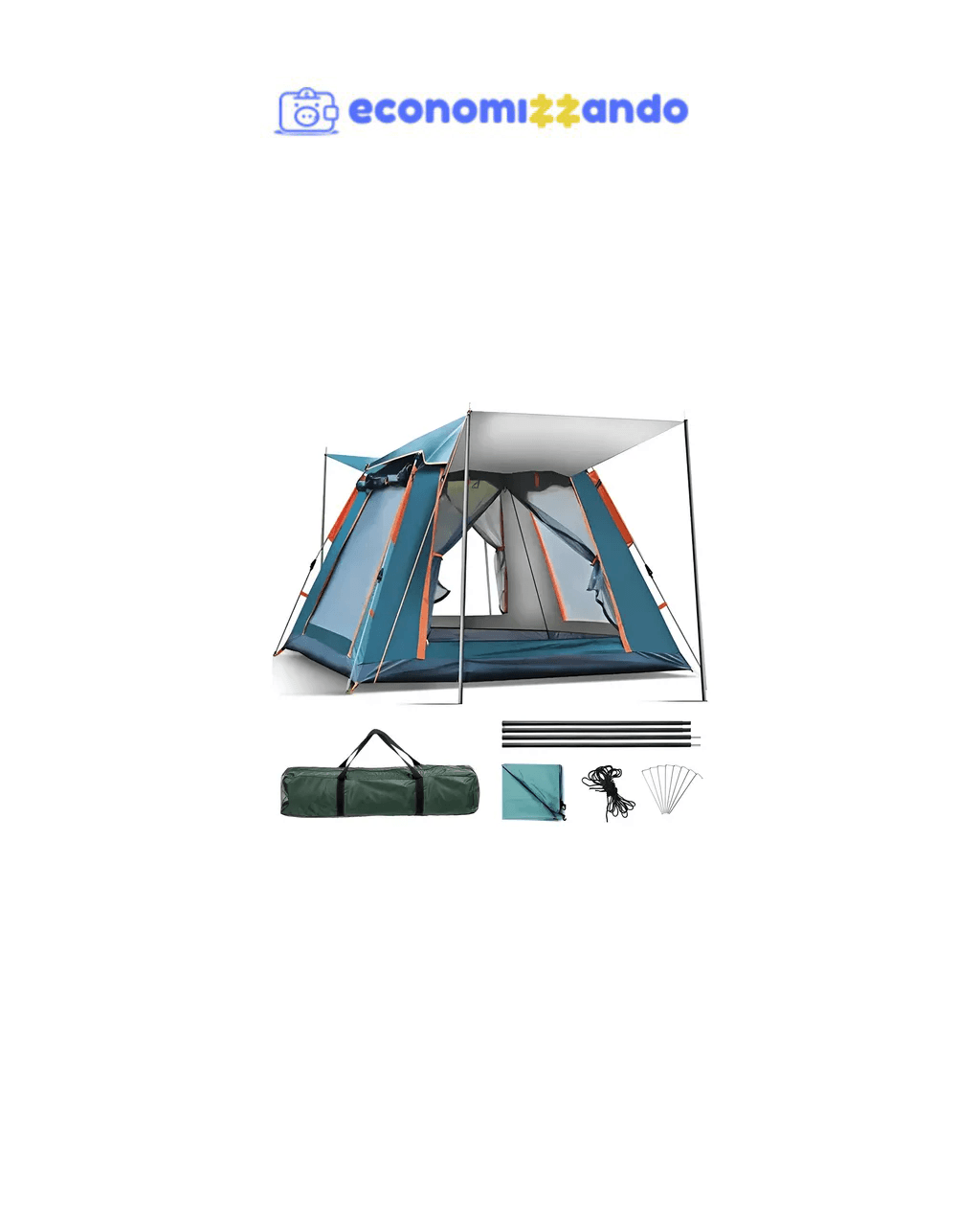 Barraca De Acampamento Grande Para 4/5 Pessoas 210x210x145cm