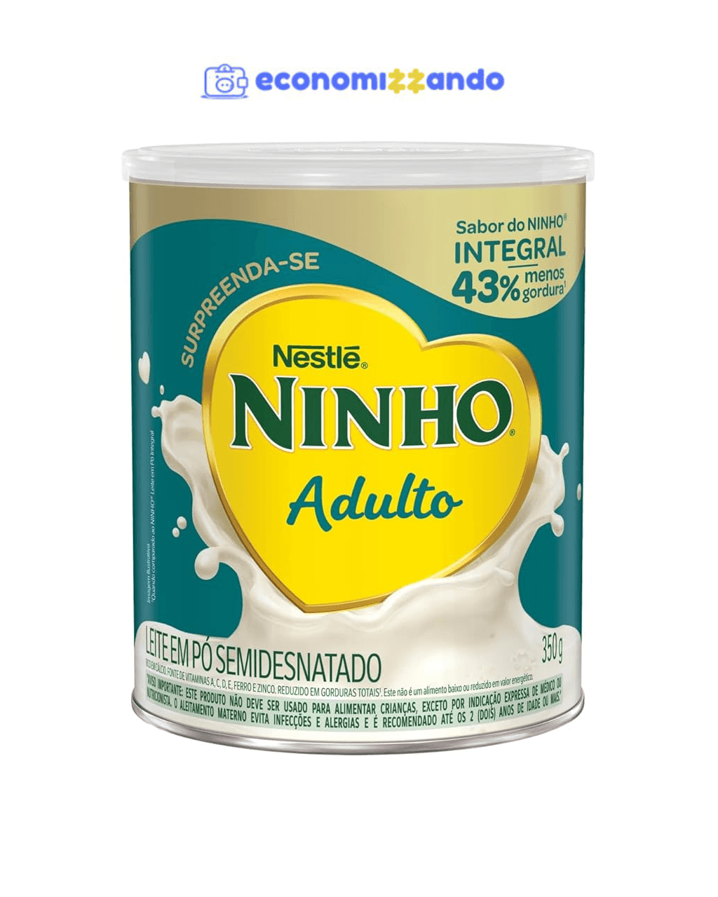 Leite Pó Semidesnatado Ninho Adulto Lata 350g