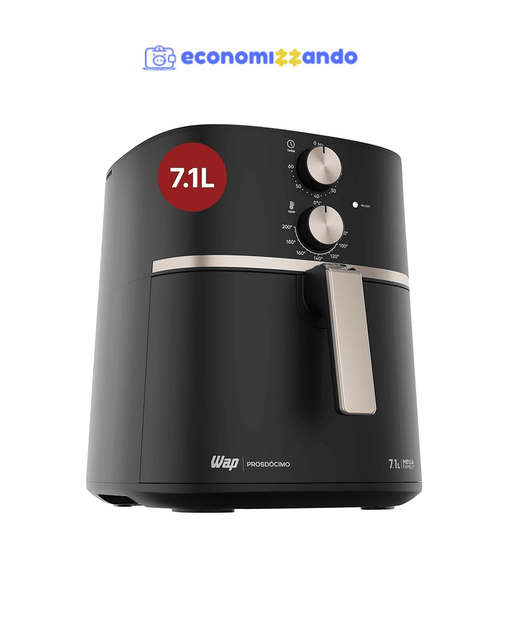 WAP Fritadeira Elétrica Air Fryer MEGA FAMILY 7,1 Litros,1700W 127V