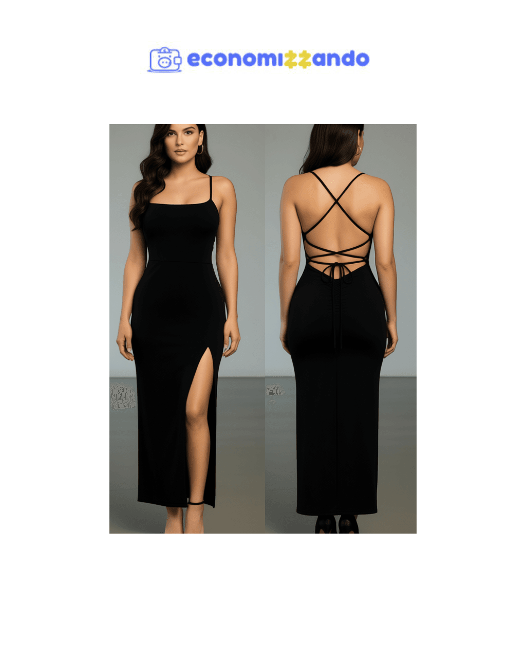 Vestido Longo elegante com costas nuas trançadas Fenda Lateral Empina Bumbum Colado  P M G GG