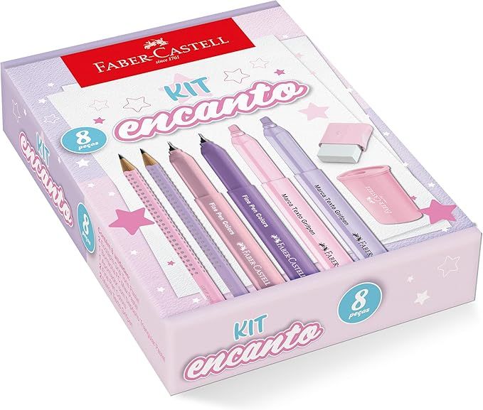 Kit Encanto Faber-Castell Com Produtos Rosa e Roxo Em Tons Pastel *EDIÇÃO LIMITADA*