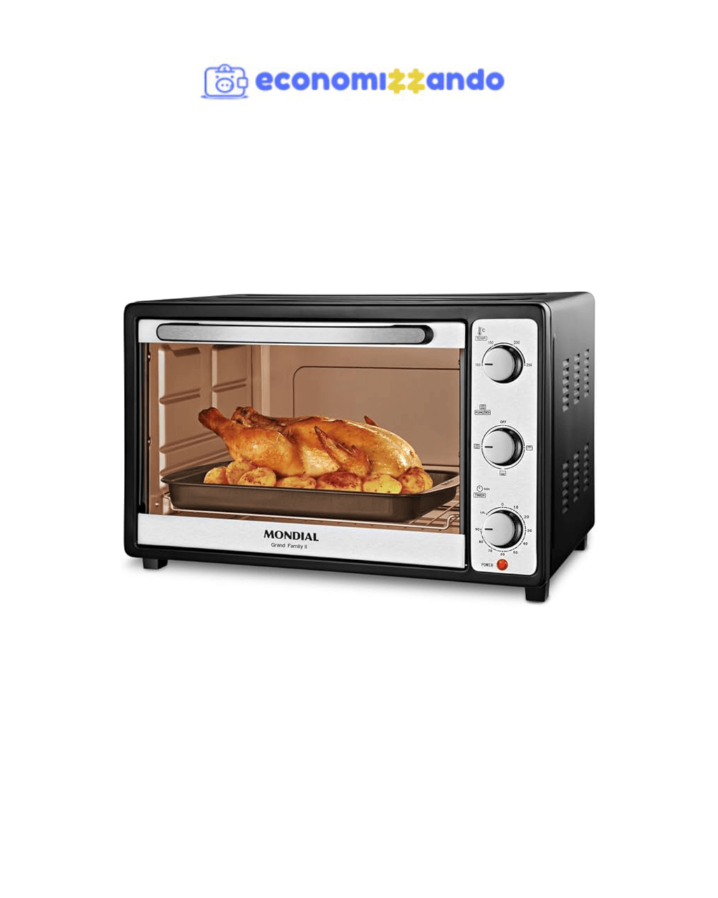 Forno Elétrico 52L Grand Family II, Mondial, Preto/Inox, 1800W, - FRN-52-B