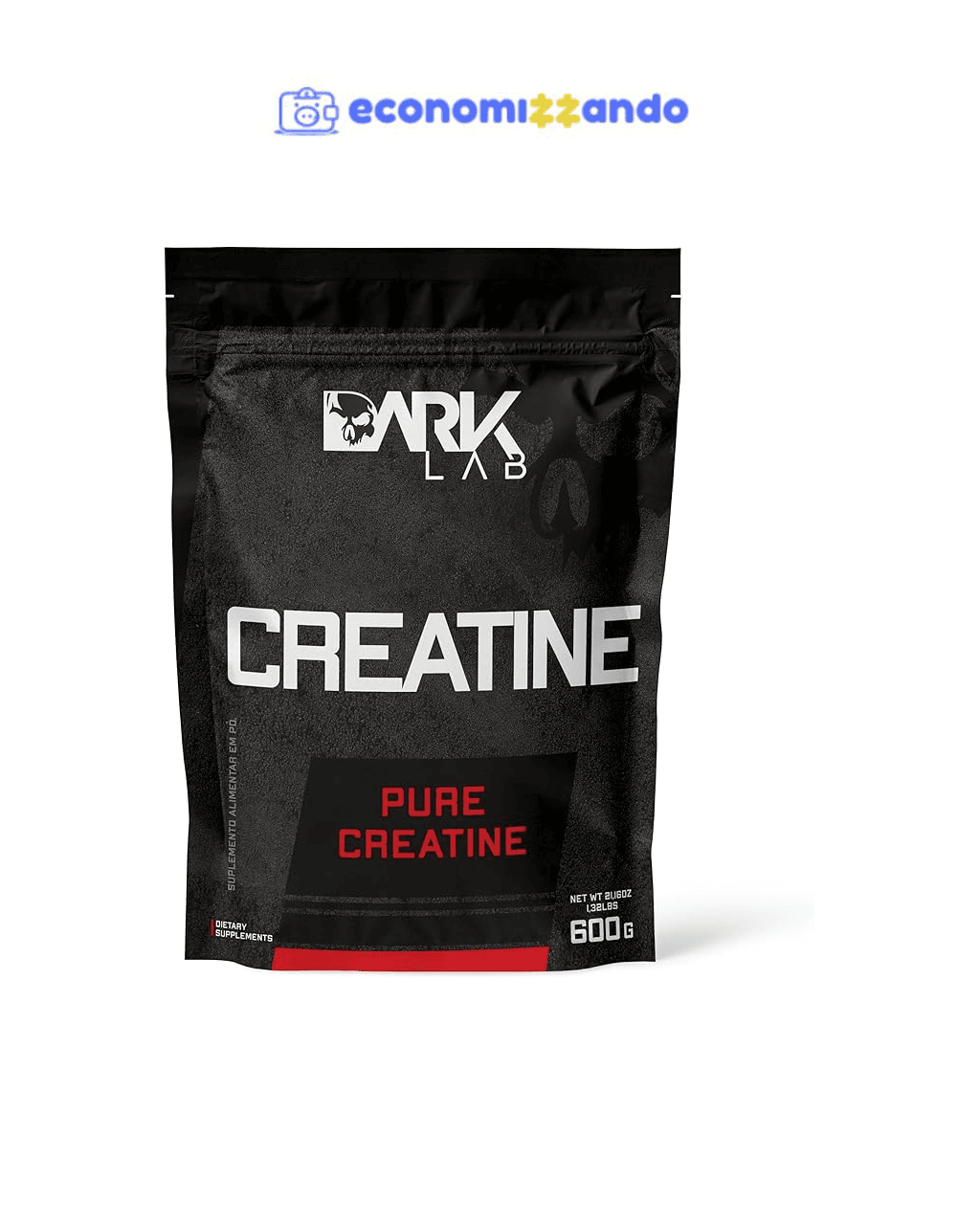 Creatina Pura Dark Lab 600g, Monohidratada 100% de Pureza, Sem Sabor