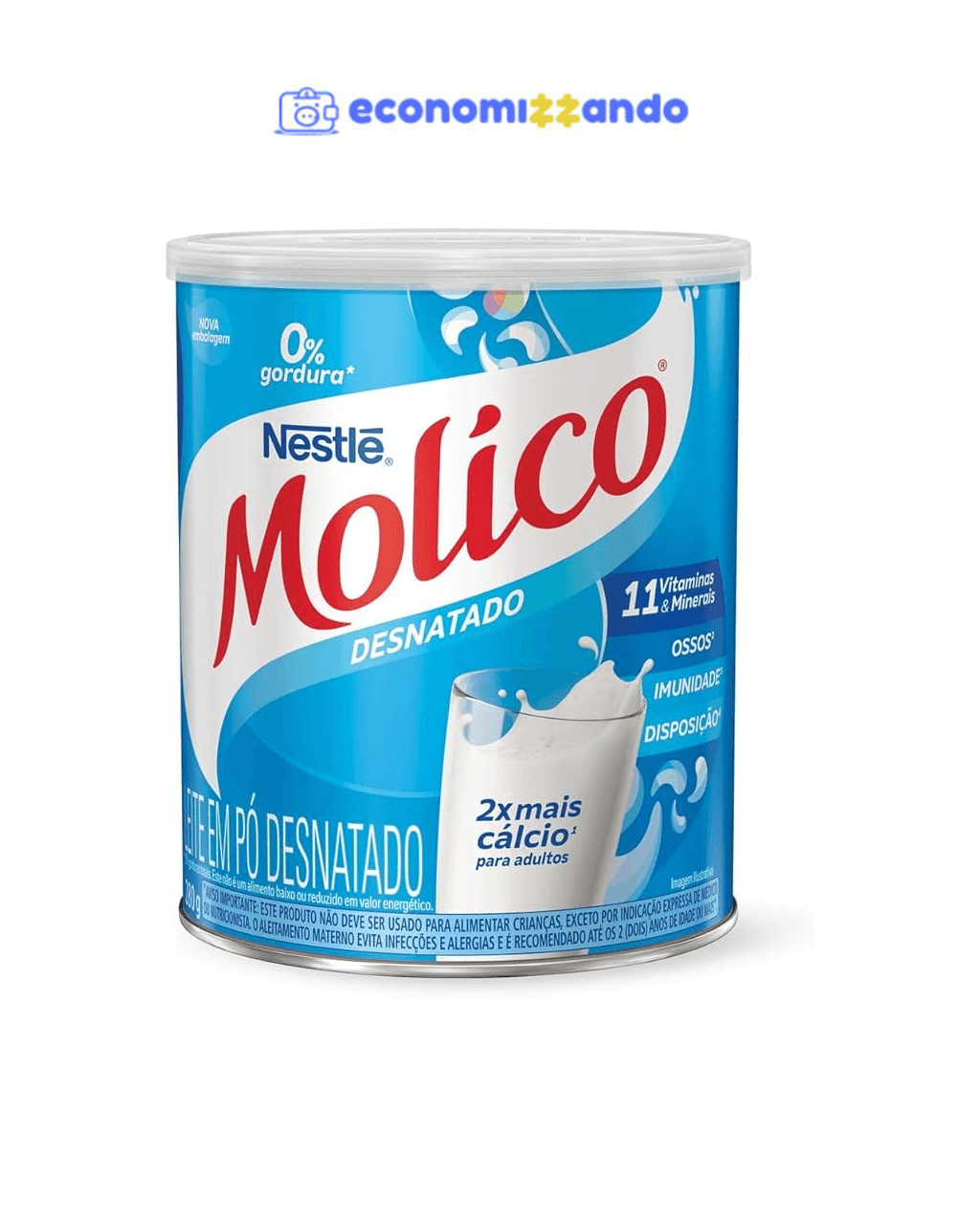 Molico - Leite em Pó, Desnatado, Nutrição diária para seus ossos, 280g