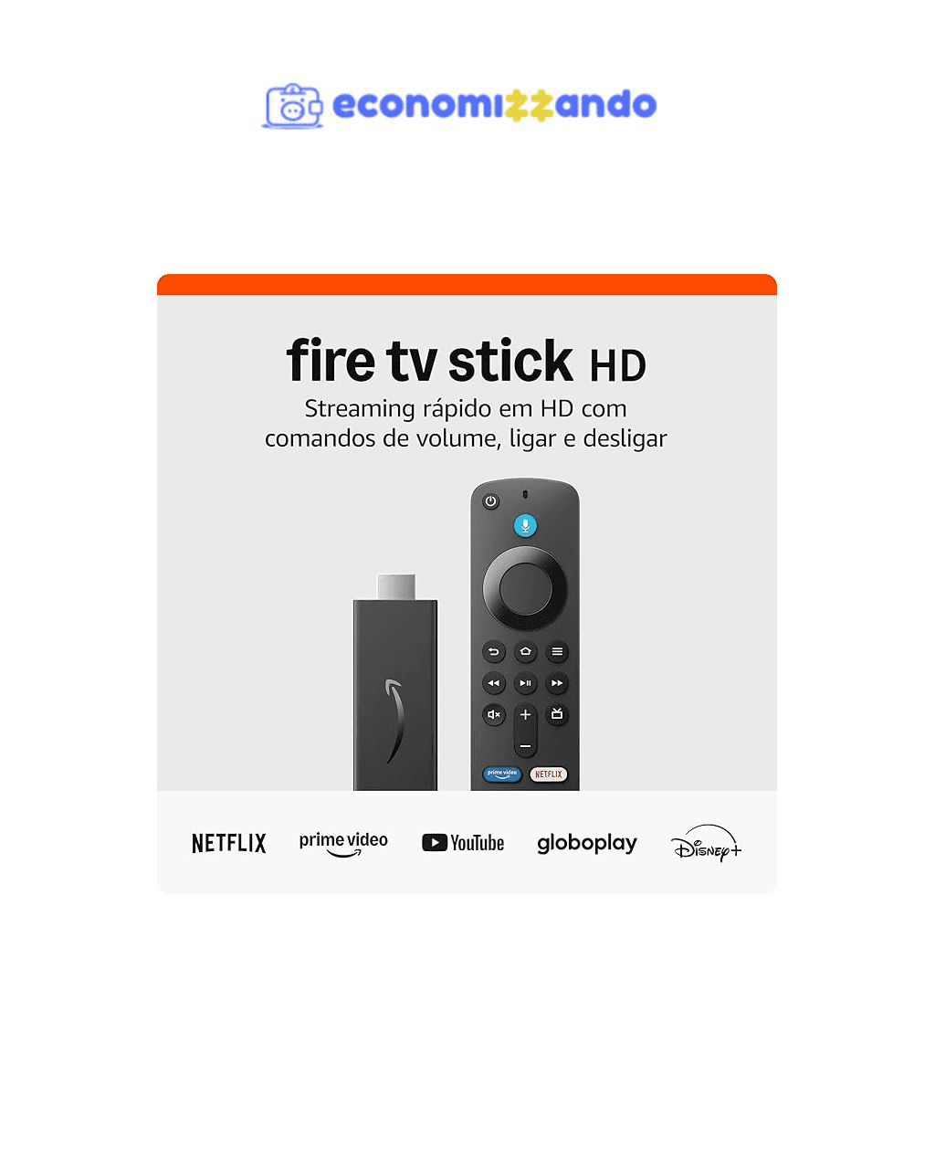 Fire TV Stick HD (Geração mais recente) | Com controle remoto por voz com Alexa (inclui comandos de TV), controles de casa inteligente e streaming em HD