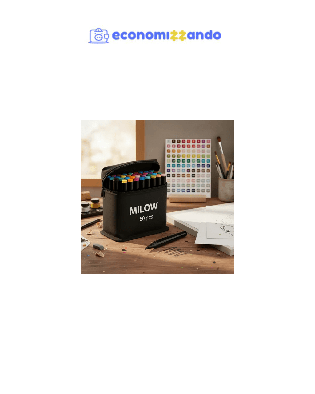 Conjunto Kit 80 Canetas Touch Canetinha Ponta Dupla Original Milow 80 Cores Marcador Permanente Estojo Cor Colorido Profissional Escolar Para Colorir Texto Bolsa Com Ziper Escolinha Pintar Desenhar