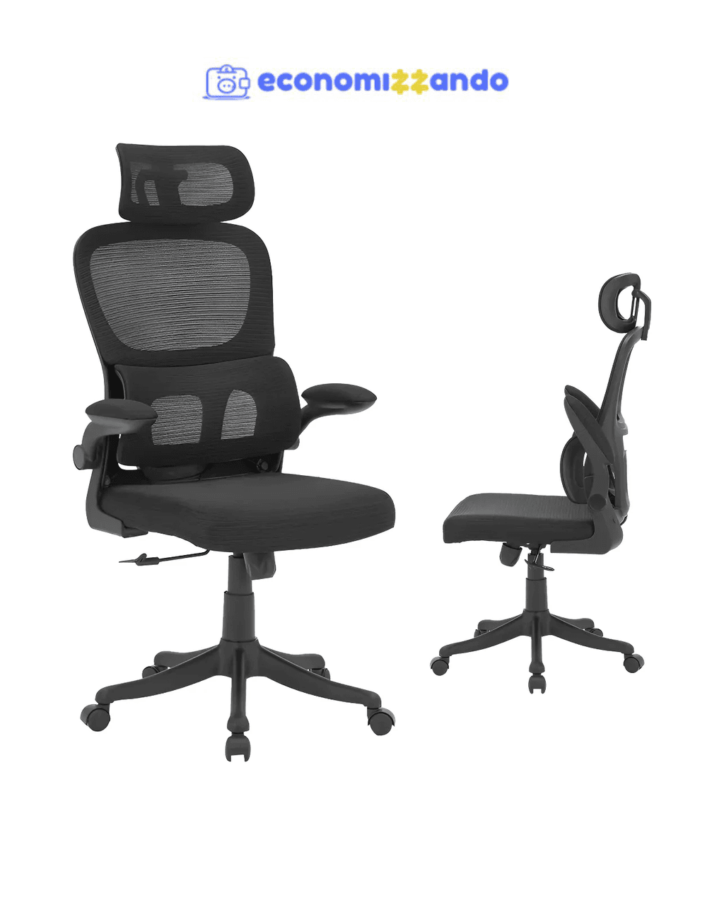 Cadeira de escritório Python Fly XHOCB07 ergonômica preta com estofado de mesh