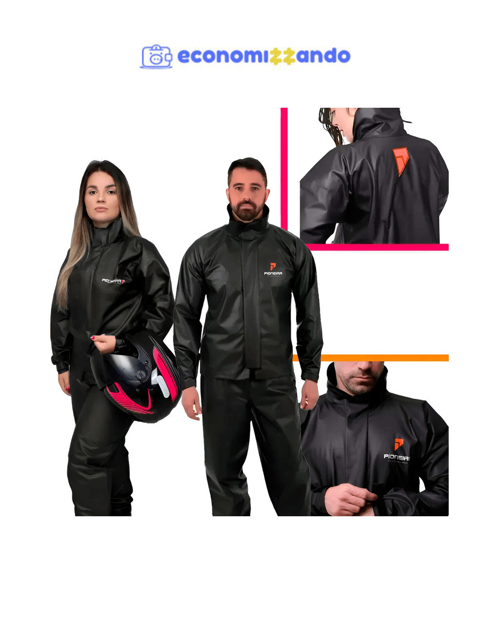 Capa De Chuva Pvc Moto Motoqueiro Impermeável Reforçada Gg Preto-laranja
