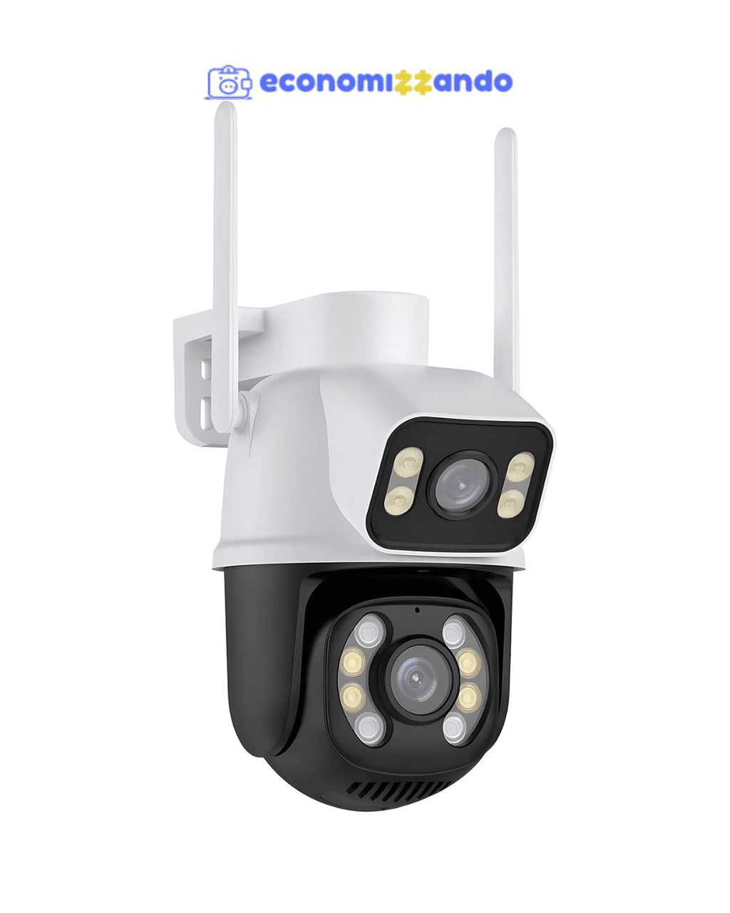 Câmera IP Sem Fio de Segurança Externa HD 3MP, Câmera de Visão Noturna Infravermelha WiFi, Dupla Lente Grande Angular, IP66 à Prova D'água e à Prova de Poeira, Chamada de Voz Bidirecional