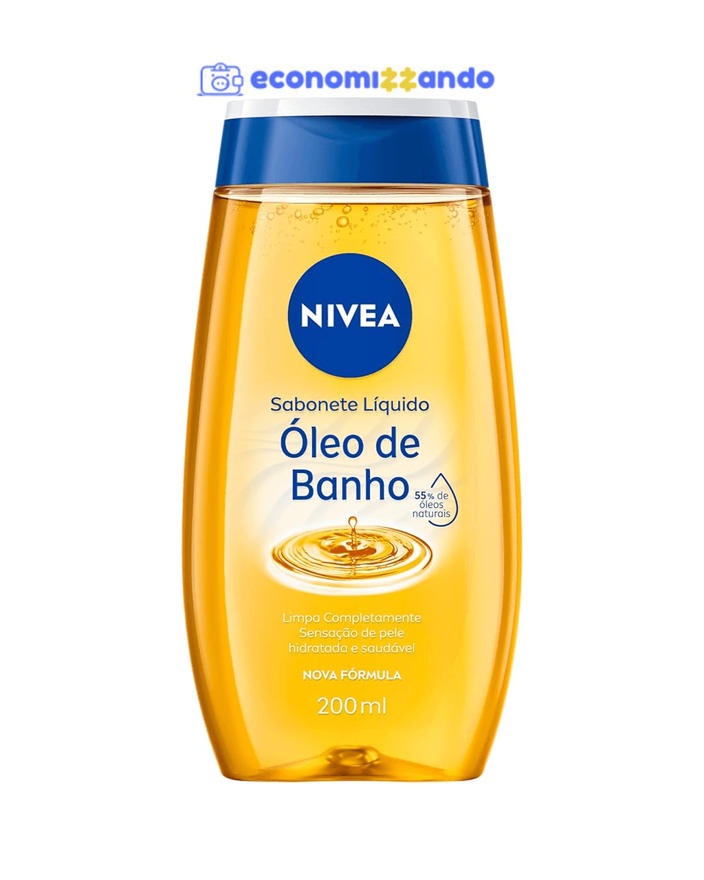 NIVEA Sabonete Líquido Óleo de Banho 200ml - Com 55% de óleos naturais, produz espuma cremosa e proporciona hidratação intensa, maciez e cuidado único com a pele