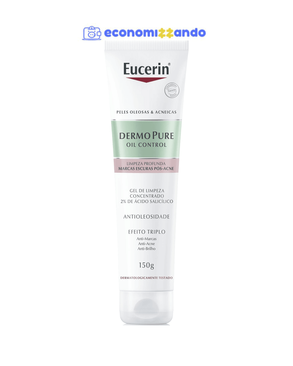 EUCERIN Gel de Limpeza Facial Antiacne DermoPure Concentrado 150ml, Peles Oleosas e Acneicas