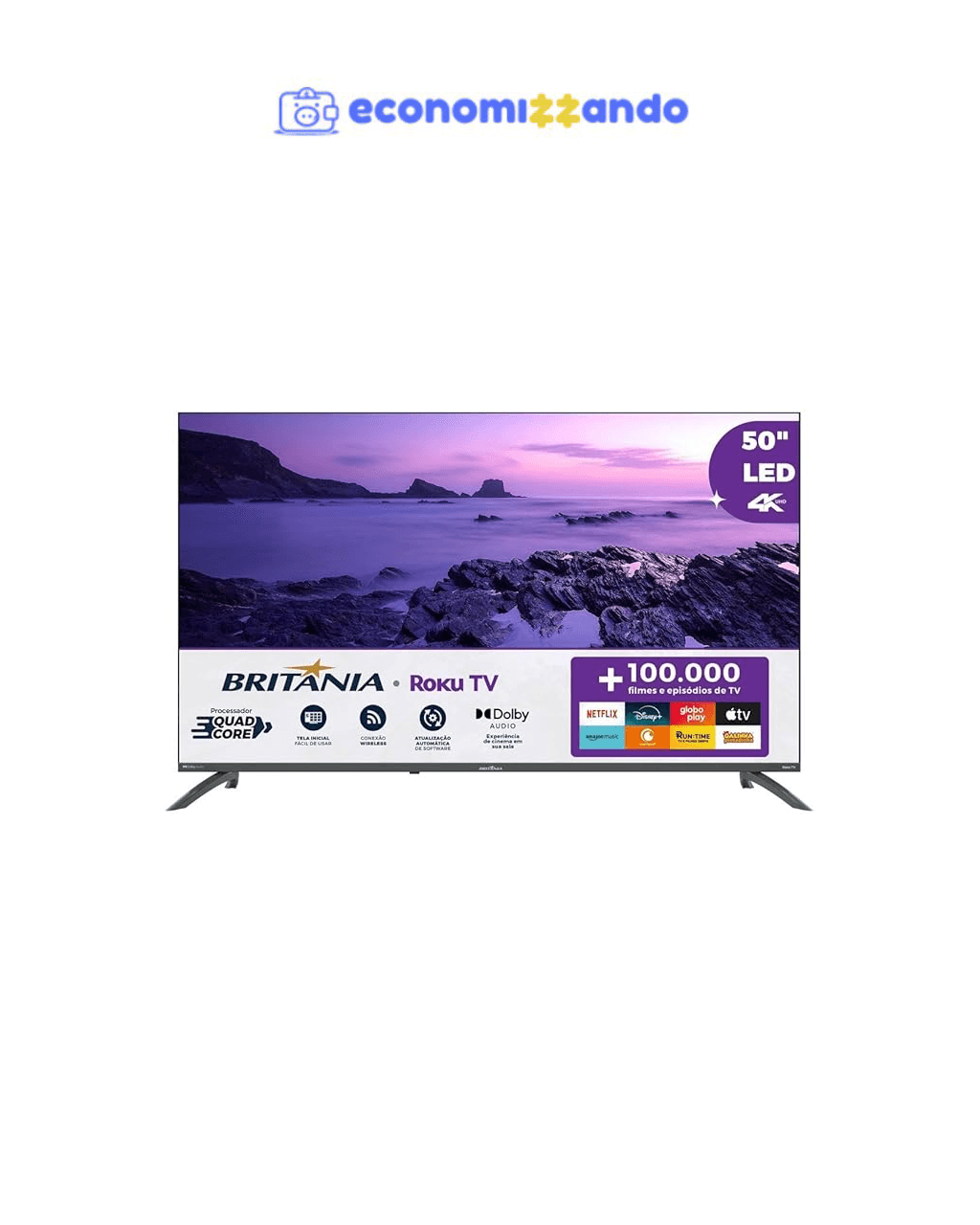 TV Smart TV 50” Britânia Roku TV LED Dolby Audio BTV50VA4REGB