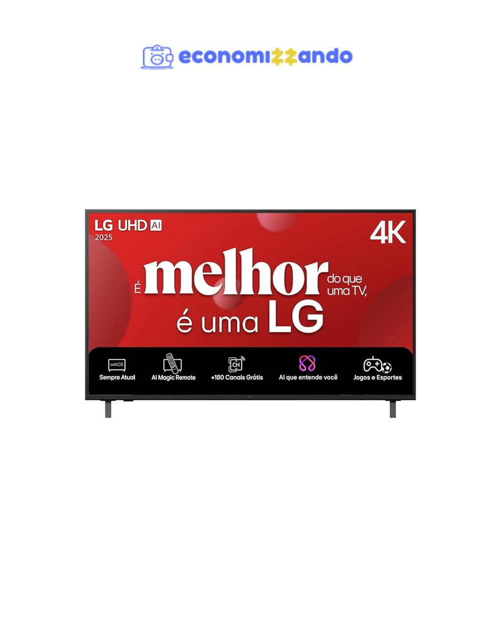 Smart TV 4K 50" LG UHD 50UA85 Processador α7 AI Ger8 4K Super Upscaling Google Cast Alexa Integrado Controle AI Smart Magic WebOS 25